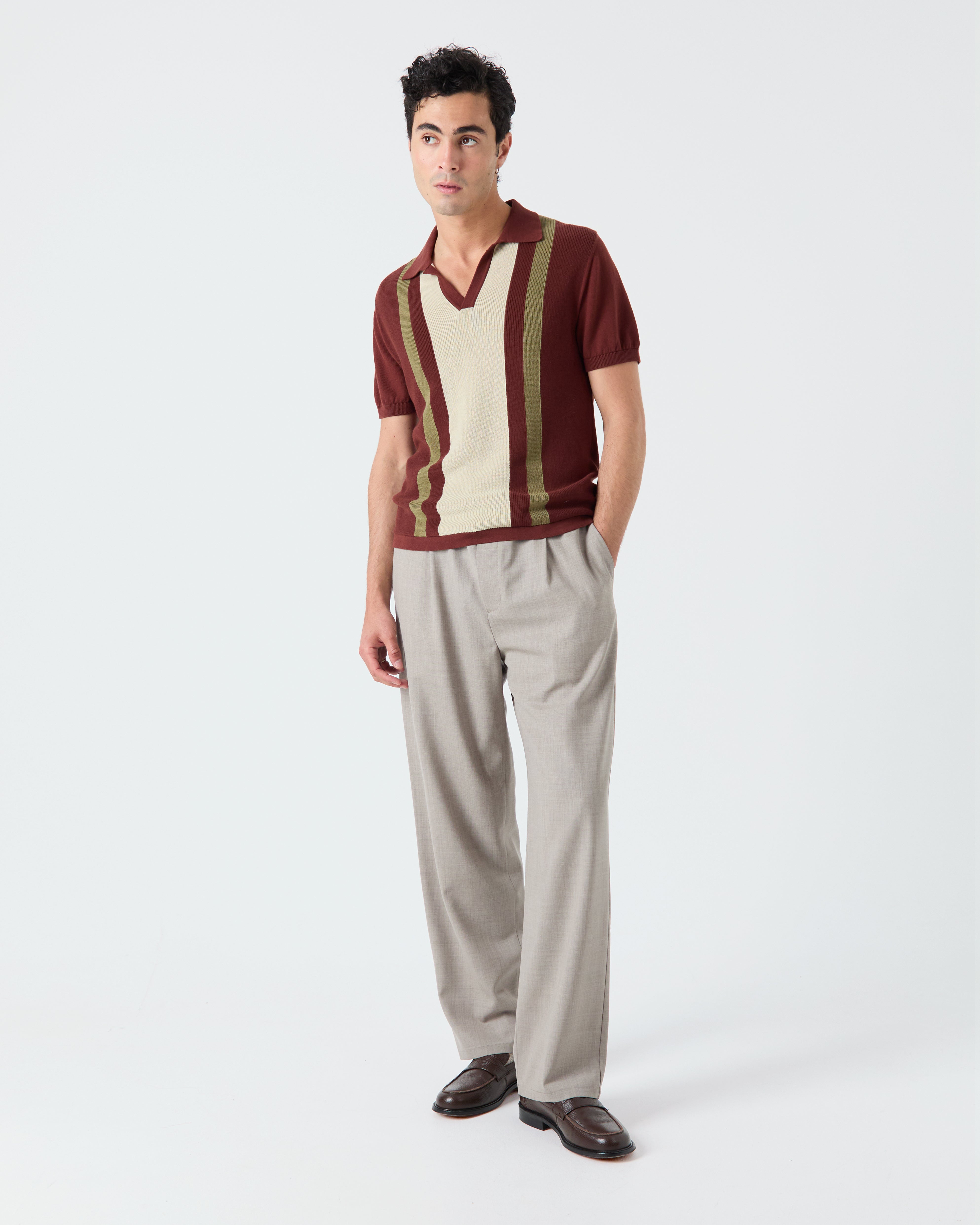 Numana polo in terracotta stripes