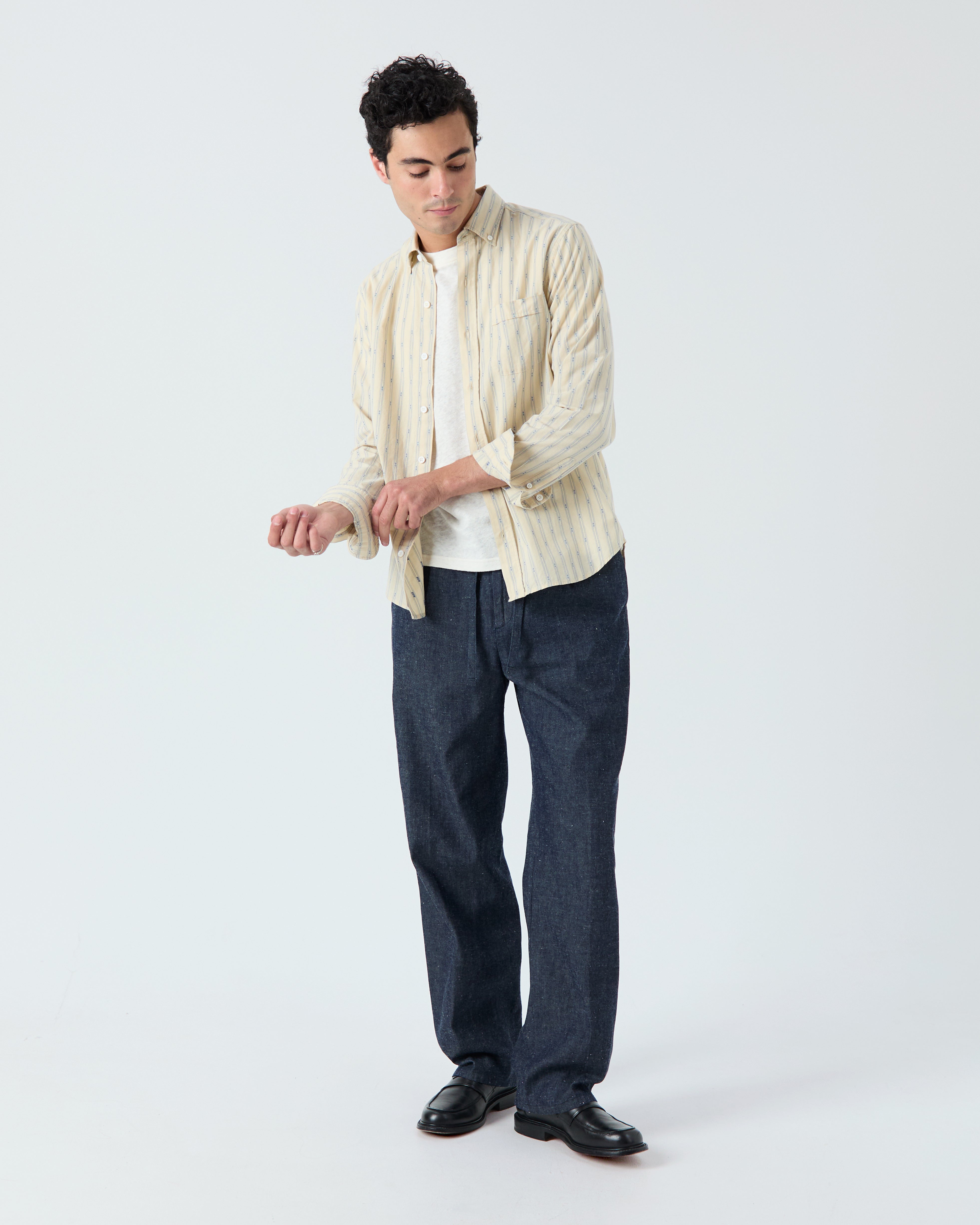 Chemise Calvi écru et bleu ciel