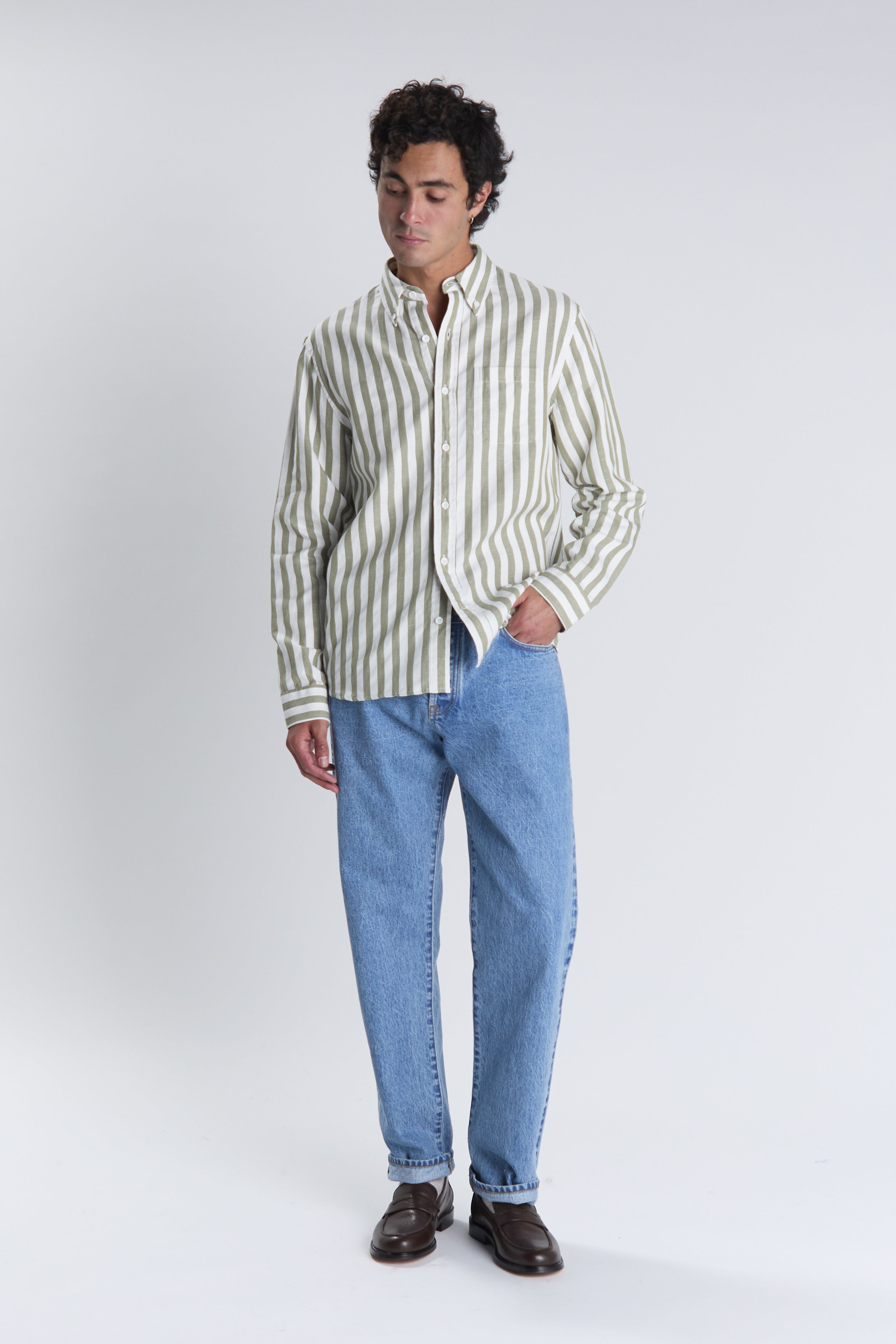 Chemise Calvi kaki blanc