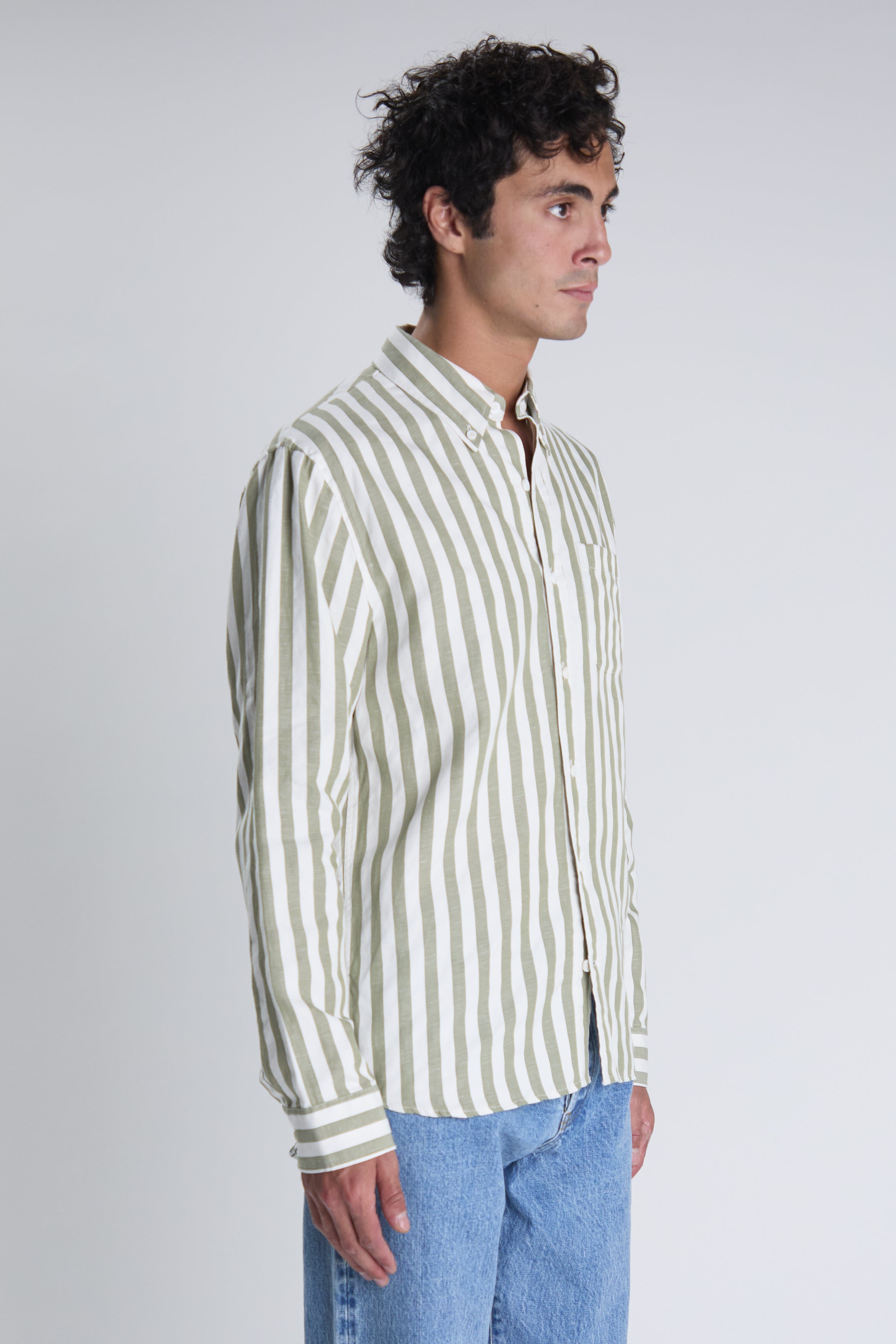 Chemise Calvi kaki blanc
