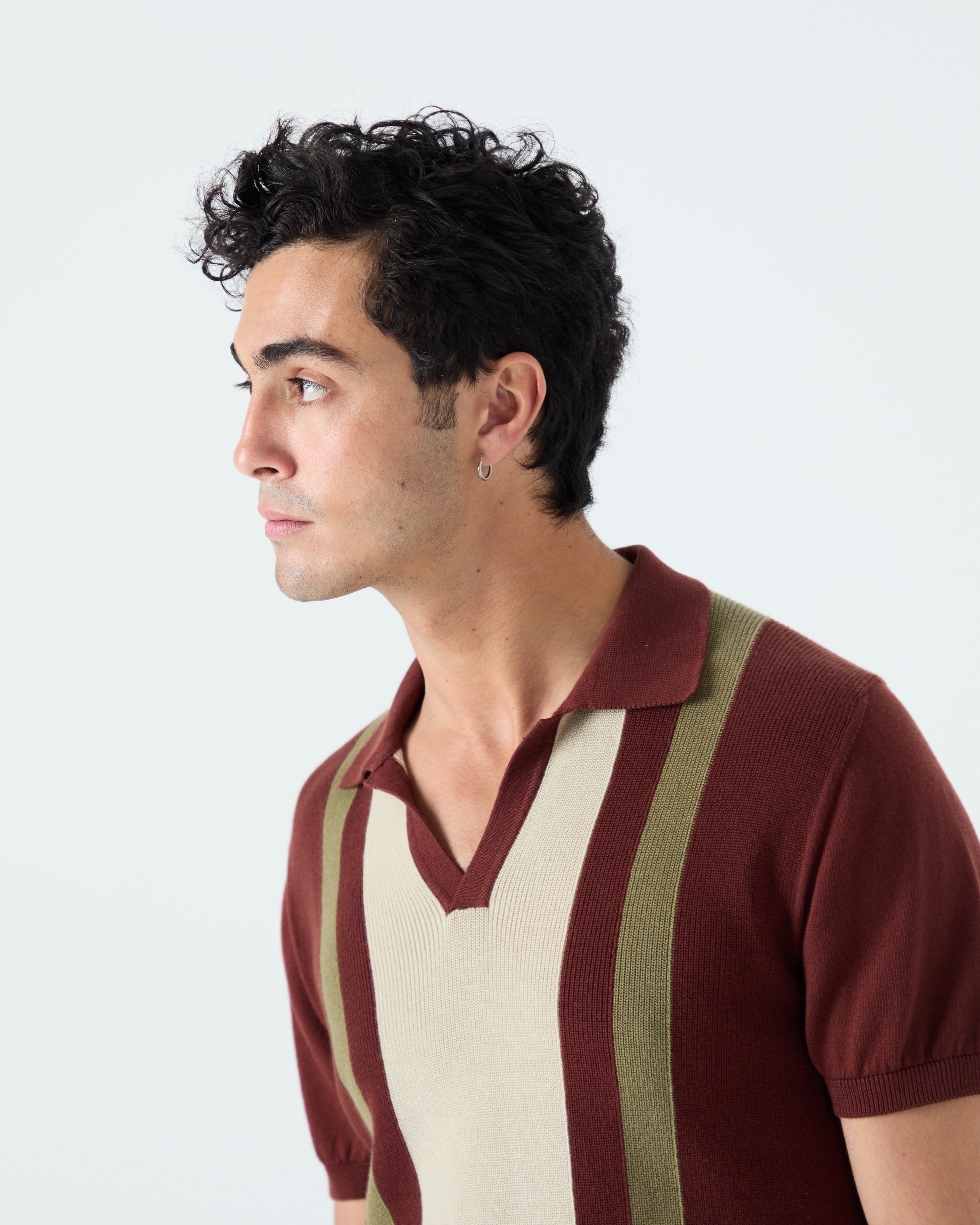 Numana polo in terracotta stripes