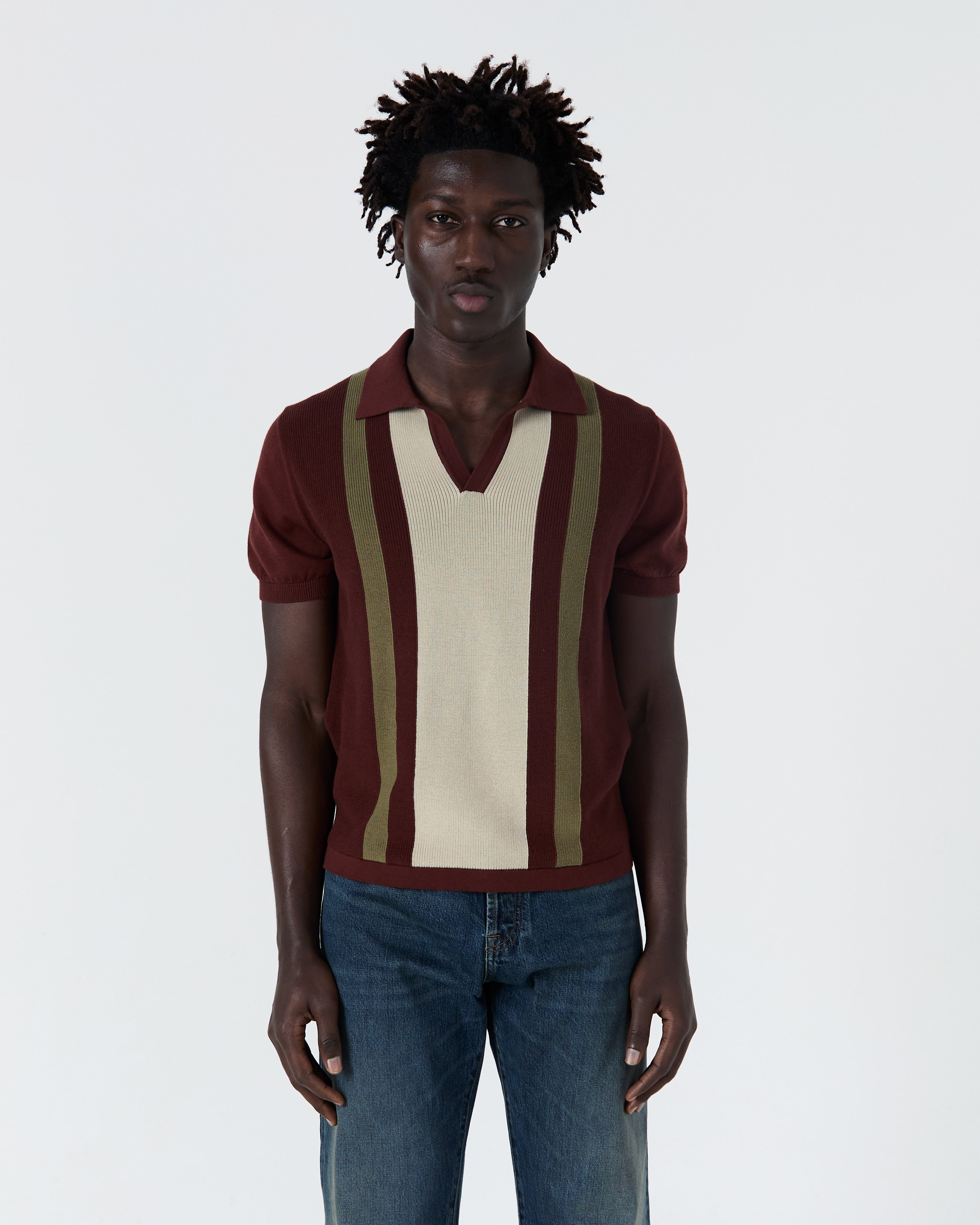 Numana polo in terracotta stripes