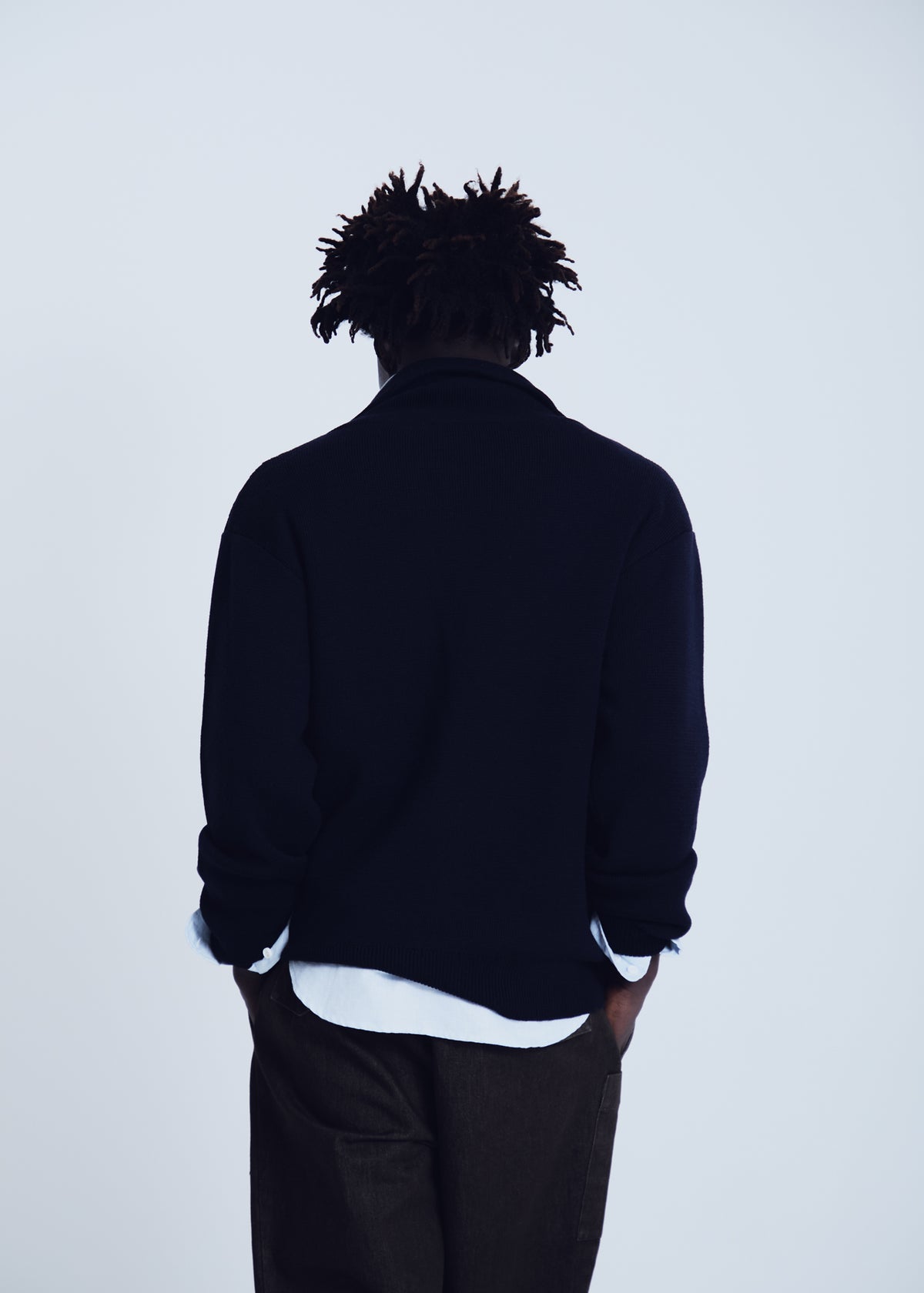 Torino zipped sweater in navy